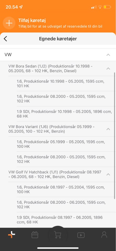 Styretøj, Hydraulikslange, VW 1,6 og 1,9 SDI