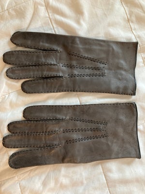 Handsker, Læderhandsker, Andet, str. 8,  Grå,  Læder,  Ubrugt, Grå udborede læderhandsker med ruskin
