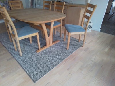 Spisebord m/stole, Massivt bøgetræ, Skovby, b: 113 l: 160, Skovby  spisebord med 2 tillægsplader,  s