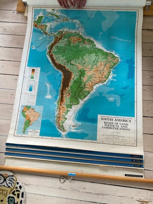 Landkort, Skolekort, Afrika, Syd- og Nordamerika, Flot skolekort fra 1971.
Indeholder adskillige (9 