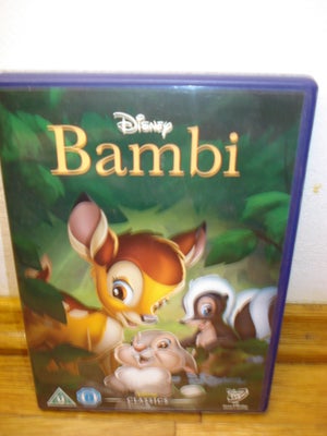Bambi, DVD, animation, Walt Disney tegnefilm nr. 5 fra 1942.

Tlf. 9385 3436

Sender gerne, porto på