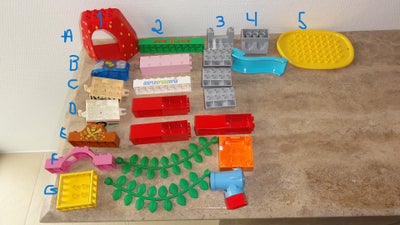 Lego Duplo, Reservedele. Kanon, glidebane, altan, skilte, vogne, jordbærhus, båddæk m.m.
Frit valg p