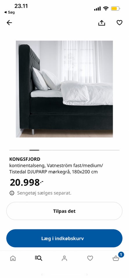 Dobbeltseng, Ikea, b: 180 l: 200