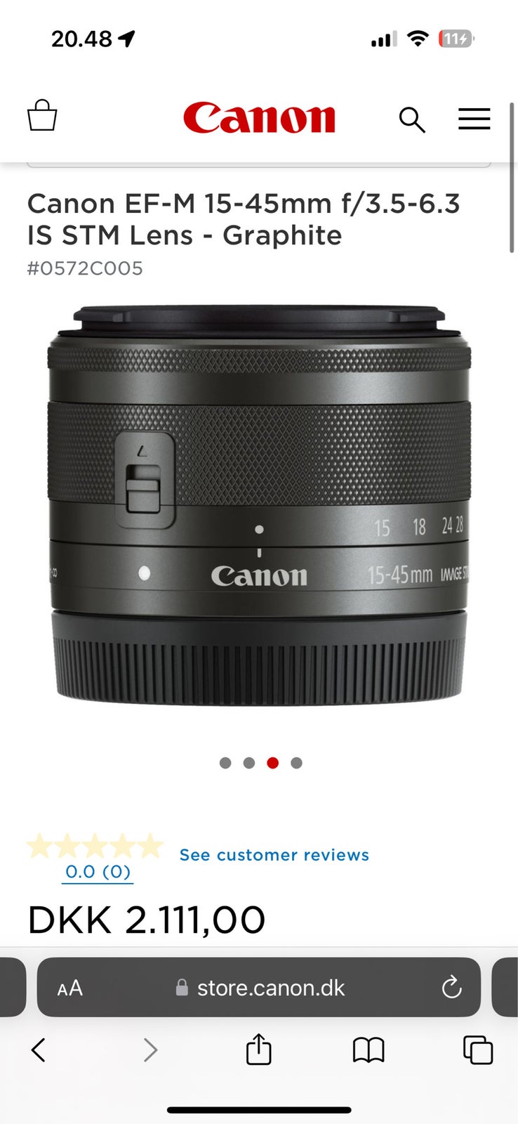 Zoom objektiv, Canon, EF-M 15-45 mm