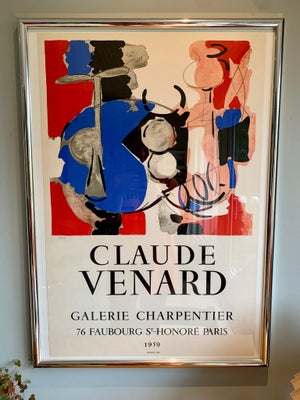 Kunstplakat, b: 58 h: 82, Smuk ældre litografisk kunstplakat i smukke klare farver af Claude Venard 