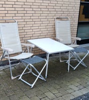 Bord, 2 stole, 2 klapstol bordplade til klapstol