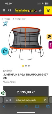 Trampolin, Trampolin, Helt ny trampolin sælges. Den er stadig i kasser og aldrig pakket ud. 

Ekstra