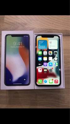 iPhone X, 64 GB, sort, Perfekt, Phone  X. 64  GB Sort
velholdt og altid været i flip cover og med be