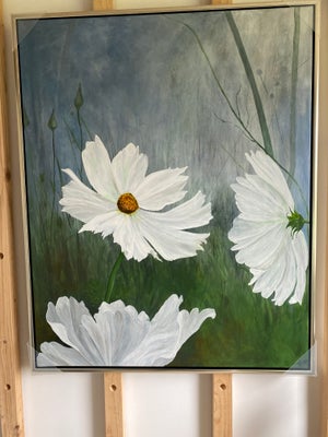 Akrylmaleri, TH, motiv: Blomster/Have, b: 84cm h: 104cm, Kvalitets lærred og ramme.