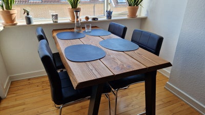 Spisebord m/stole, Douglas natur, sortlakeret aluminium, stål, b: 150 l: 72, Plankebord I Douglas na