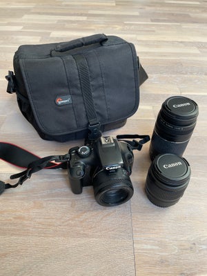 Canon, EOS1100D, spejlrefleks, Lækkert digital spejlreflekskamera fra Canon med to objektiver, taske