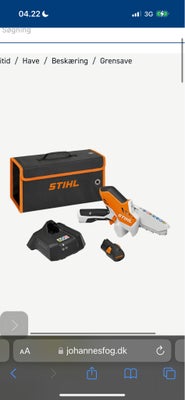 Motorsav, Stihl, Helt ny ny i æske STIHL BATTERIHÅNDSAV GTA 26 MED BATTERI AS 2 OG LADER AL 1