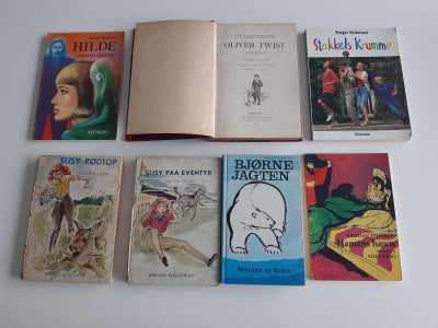 Gamle børnebøger, ?, Oliver Twist   1898     35 kr
Susy rødtop   1950     10 kr.
Susy på eventyr  19