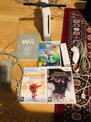 Nintendo Wii, + Controller & Spil, Super Mario Galaxy 2, God, 

Wii i rigtig god stand (den kan også