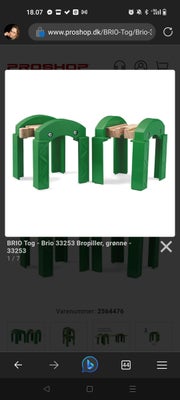 Bro piller, 33253 Brio bropiller.

Helt nye.
Kan hentes i både Hasselager og Virklund. Sender også g