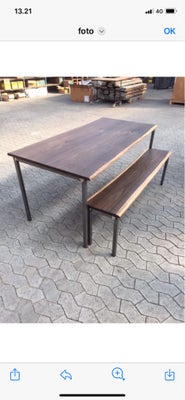 Spisebord, Customer made af snedker, b: 75 l: 160, Flot special lavet bord og bænk til mindre lejlig