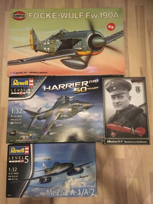 Modelfly, Trumpeter, Airfix, Revell, Wingnut Wings ME262, Focke Wulf, Bismarck, Harrier, Albatros D.