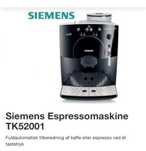Kaffemaskine Siemens til salg - Køb på DBA