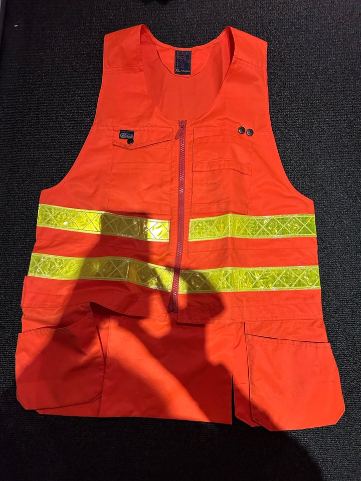 Vest, Refleks vest med værktøjslommer, str. XL