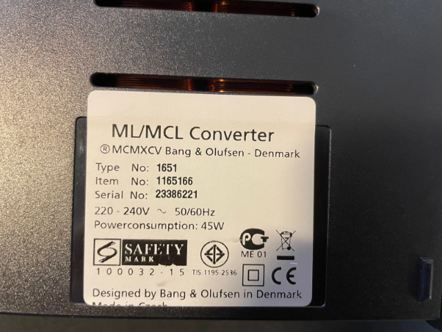 Effektforstærker, Bang & Olufsen, ML/MCL converter /