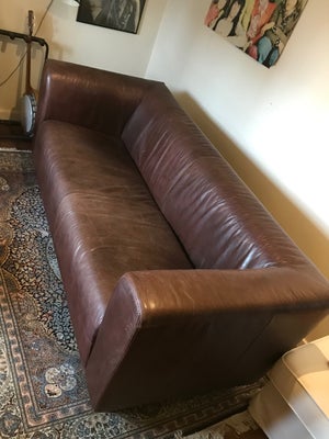 Sofa, 3 pers. , Interline Italia, Lædersofa, fed og dejlig brun “bamse”. 85x205 cm. Billede 3 viser 