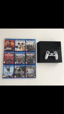 Playstation 4, Playstation 4 Konsol 500gb, inkl. 1x Controller, HDMI-kabel, Strømkabel og Opladerkab