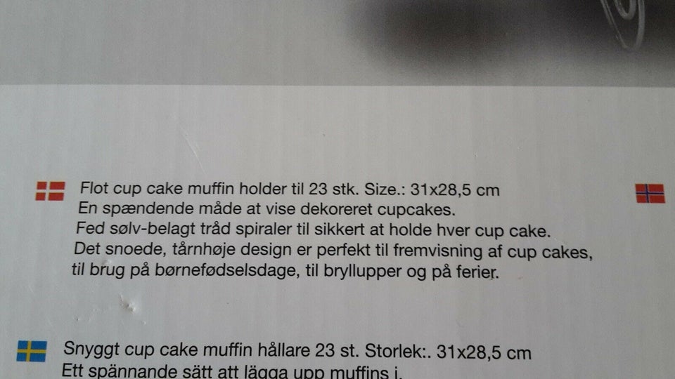 Cupcaka holder til 23 styk , Funktion