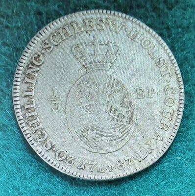 Danmark, mønter, 1/3 speciedaler, 1787, L-519

Danmark, Slesvig-Holsten. Christian VII. (1766-1808).
