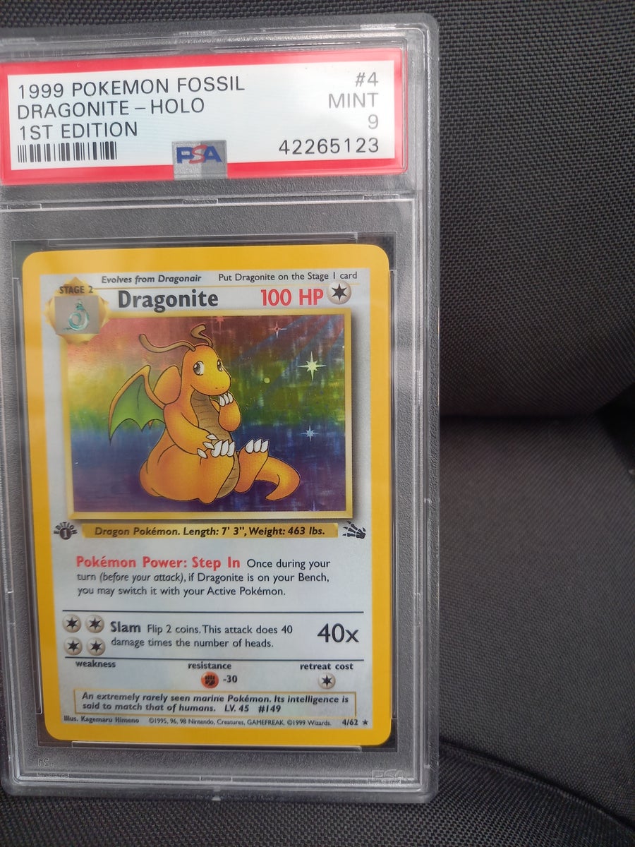 Legetøj, 1st Fossil Dragonite PSA 9  - Køb og Salg af Nyt og Brugt