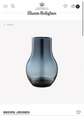 Vase, Glasvase, GEORG JENSEN, Smuk helt dyb mørkeblå GEORG JENSEN vase / glasvase / højde 30 cm / st