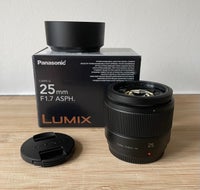 Fast objektiv, Panasonic, LUMIX G 25MM F/1.7 ASPH