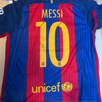 Autografer, Fc Barcelona trøje, Fc Barcelona trøje med Messi tryk og autograf købt hos Jimmi.B Danma