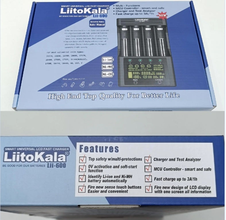 Batterioplader, NY! LiitoKala Lii-600