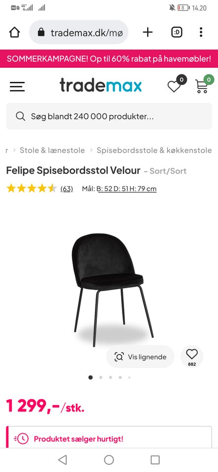 Spisebordsstol, Felipe – – Køb Salg af Nyt og Brugt