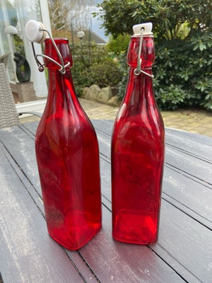 Glas, 2 flotte glasflaske med patent låg