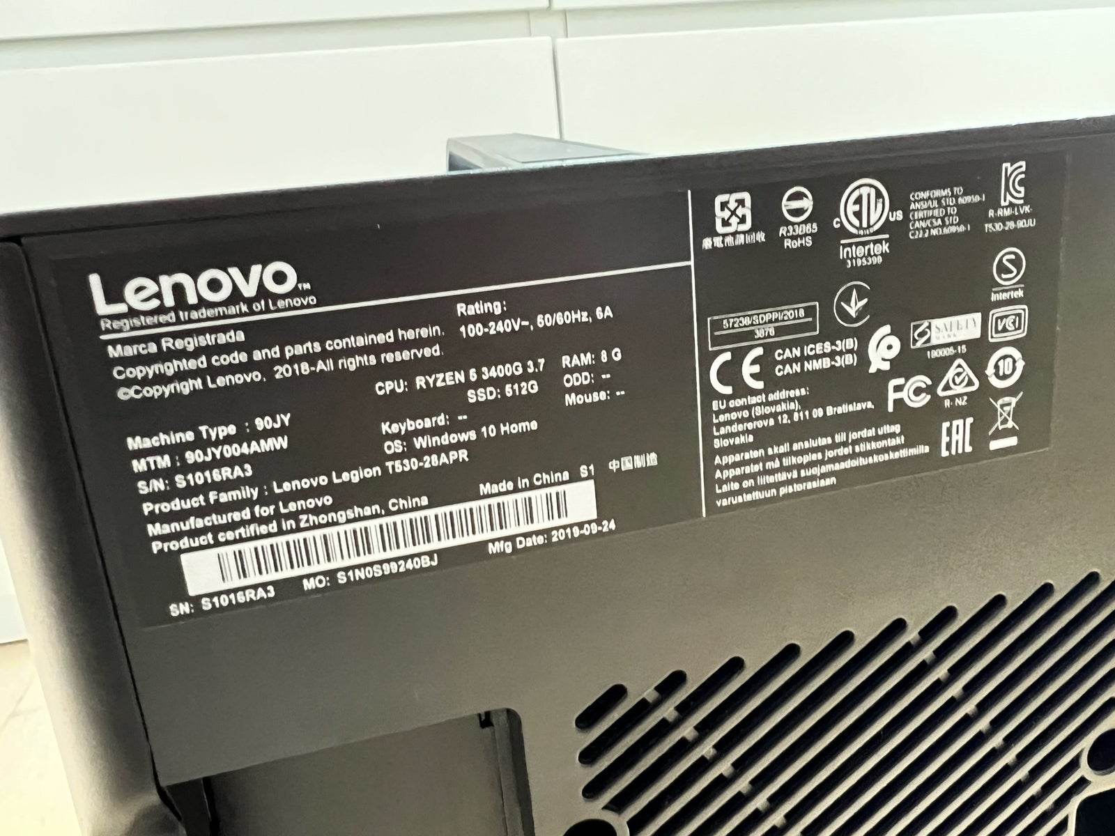 Lenovo, Legion T530, 3,7 Ghz