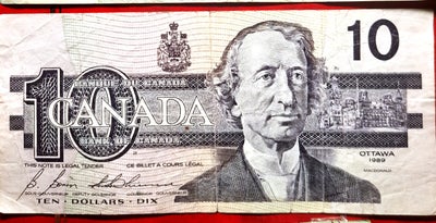 Amerika, sedler, $10CAD, 1989, CANADA DIX TEN 10 Dollars 1989 John Alexander Macdonald & Osprey p96b