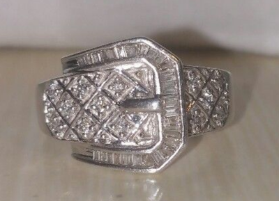 Ring, diamant, Kæmpe diamantbæltering str.54, Overdådig flot og funklende vintage ring meget tæt bes