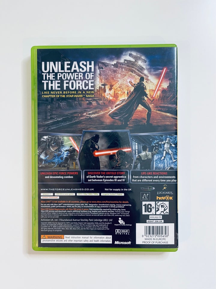 Star Wars The Force Unleashed, Xbox 360, Xbox 360