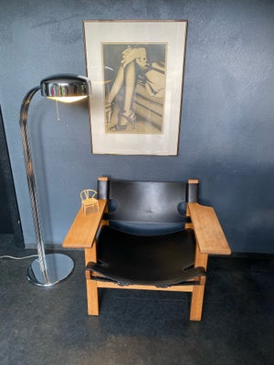 Børge Mogensen, Spanske stol , Lænestol, Børge Mogensen den spanske stol i eg med sort kernelæder , 