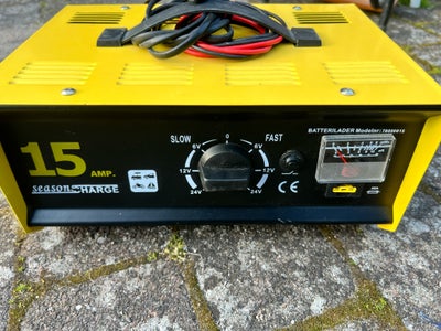 Batterilader, Season charger 15 amp, Super fin charger, brugt få gange.