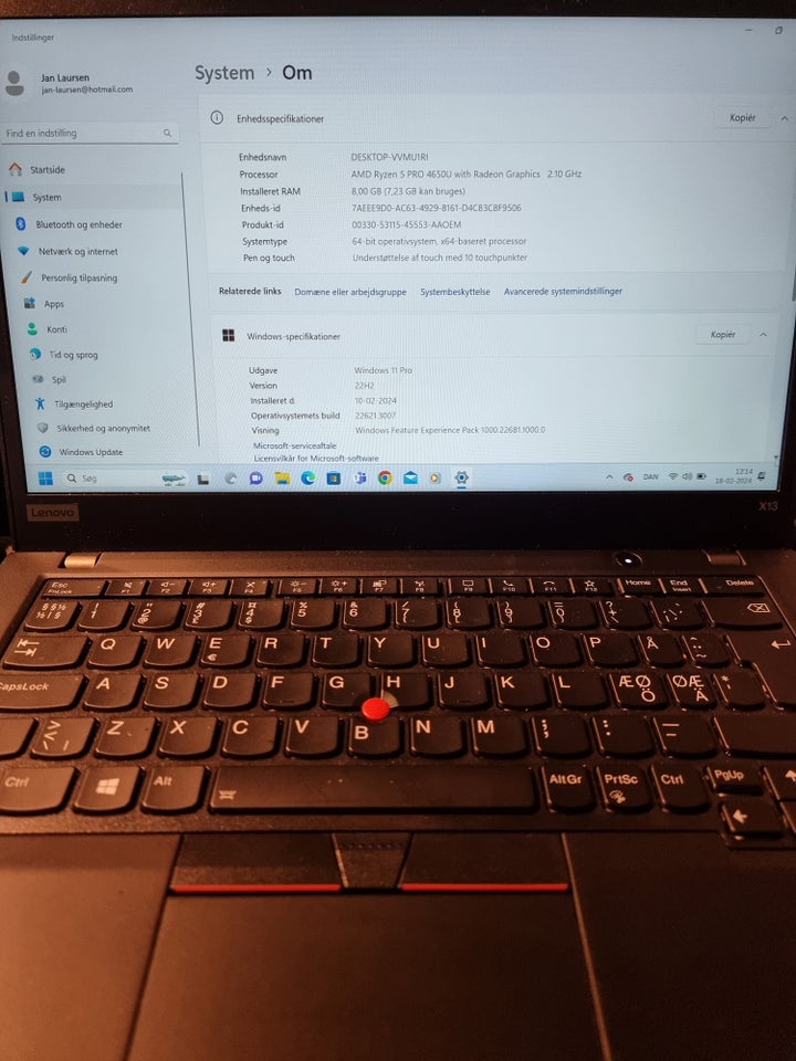 Lenovo x13, 2.10 GHz GHz, 8GB GB ram