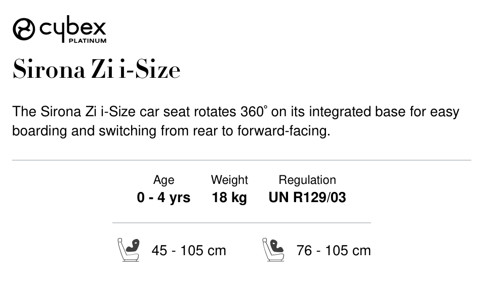 Autostol, op til 18 kg , Cybex Sirona Z i-Size