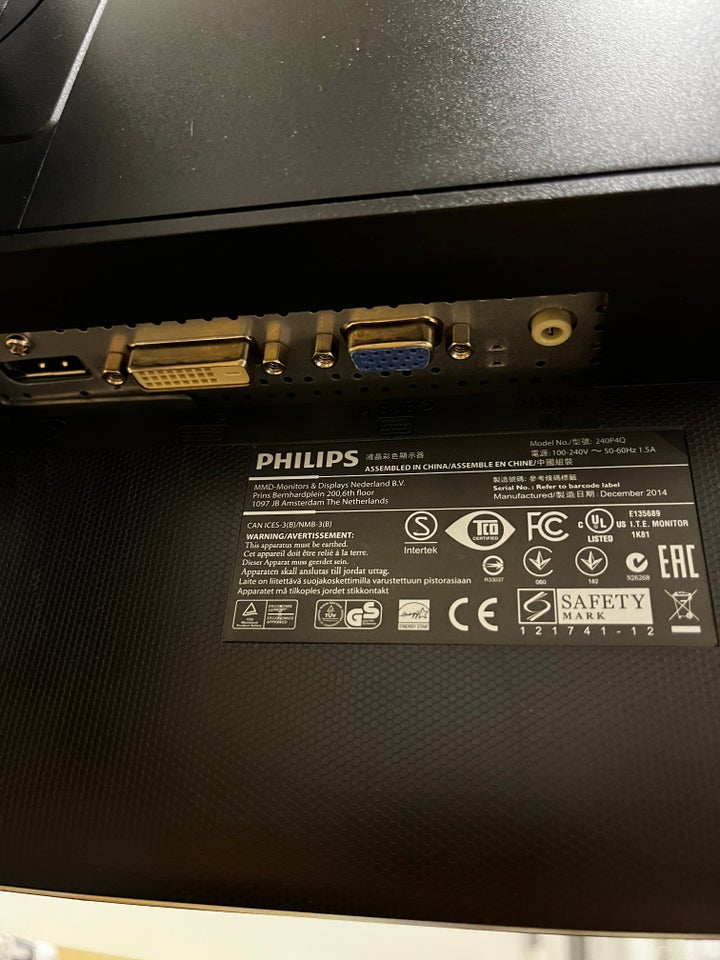 Philips, 24" skærm sRGB IPS 16:10, 24 tommer