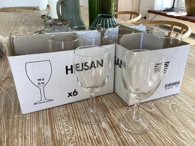 Glas, Vinglas, Hejsan, Vinglas 19 cl - Hejsan fra Ikea
5 kasser med 6 stk. i hver samlet 75kr