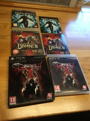 Spil, PS3, Shadow of the damned 180kr
Darksouls 100kr
The darkness 2 med plakat 65kr
Kan sendes købe