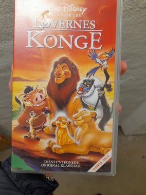 Børnefilm, Løvernes Konge, instruktør Walt Disney, Løvernes Konge på VHS-bånd fra 1994 i god tilstan