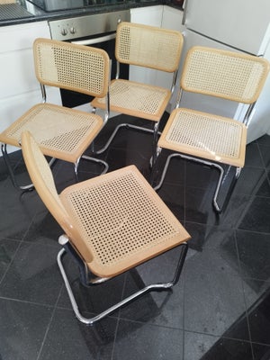 Spisebordsstol, Fransk flet - træ - stål, 4 frisvinger stole sælges. 

Intakt og helt stramt flet på