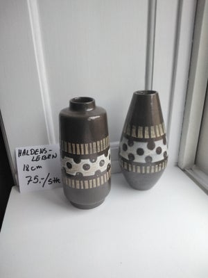 Keramik, KERAMIK VASER HALDENSLEBEN, Tyske retrovaser fra VEB HALDENSLEBEN,  75/stk,  fejlfri uden s