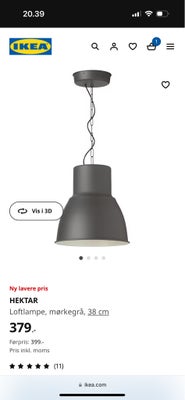 Lampeskærm, HECTOR, 2 stk HECTOR LOFT LAMPER
38 cm

Formen er enkel, i overstørrelse og af metal og 